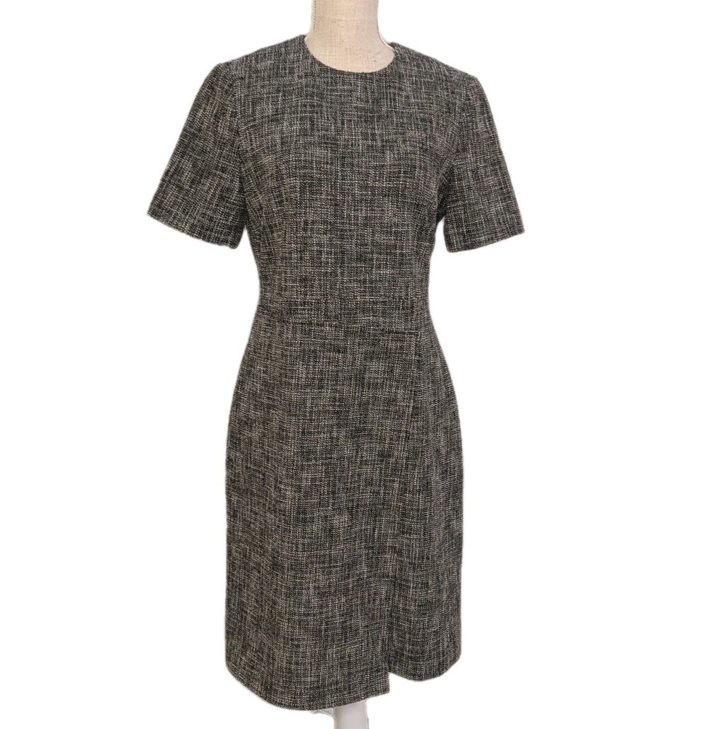 St John Dress Tweed Sz 6 Short Sleeve Quiet Luxury Capsule Office Career
